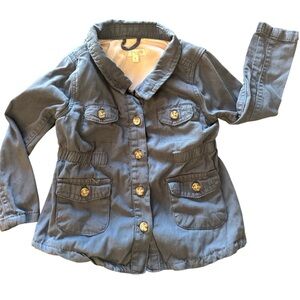 Tahari girls military style Jacket in dusty blue, button up, hip length, lined​